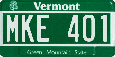 VT license plate MKE401