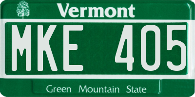 VT license plate MKE405