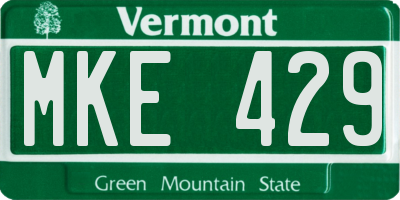 VT license plate MKE429