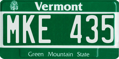 VT license plate MKE435