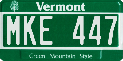 VT license plate MKE447