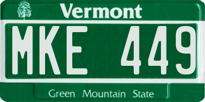 VT license plate MKE449