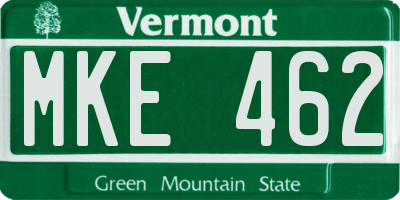 VT license plate MKE462