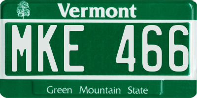 VT license plate MKE466