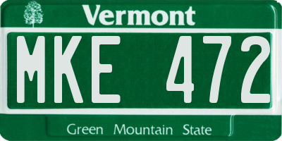 VT license plate MKE472