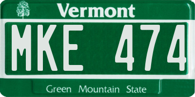 VT license plate MKE474