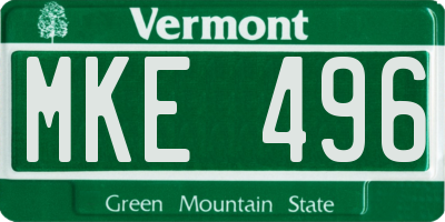 VT license plate MKE496