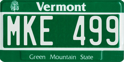 VT license plate MKE499