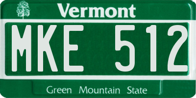 VT license plate MKE512