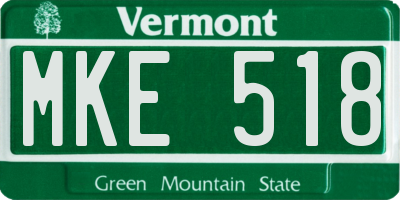 VT license plate MKE518