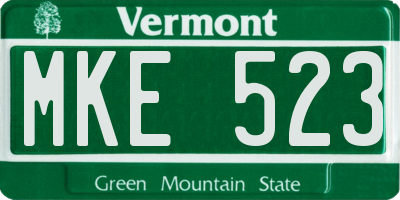 VT license plate MKE523