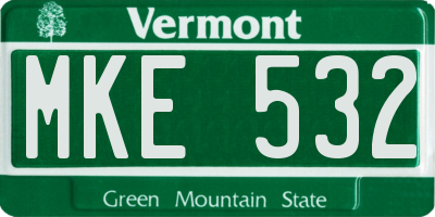 VT license plate MKE532