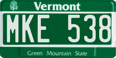 VT license plate MKE538