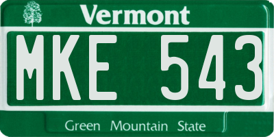 VT license plate MKE543