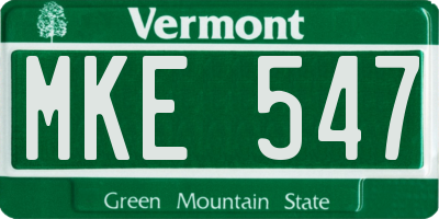 VT license plate MKE547