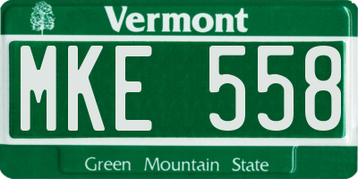 VT license plate MKE558