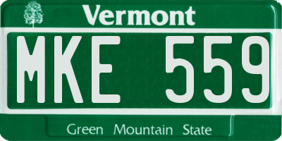 VT license plate MKE559