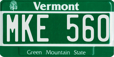 VT license plate MKE560