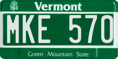 VT license plate MKE570