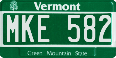 VT license plate MKE582