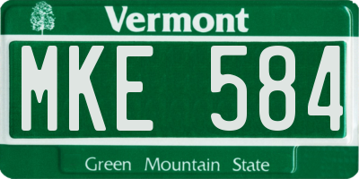VT license plate MKE584