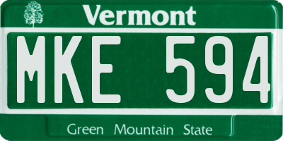 VT license plate MKE594