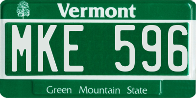 VT license plate MKE596