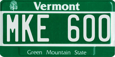 VT license plate MKE600