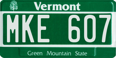 VT license plate MKE607