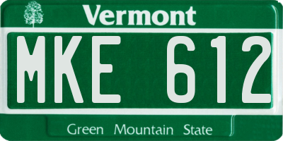 VT license plate MKE612