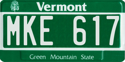 VT license plate MKE617