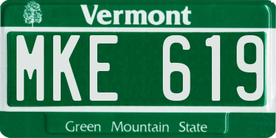 VT license plate MKE619
