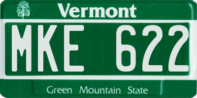 VT license plate MKE622