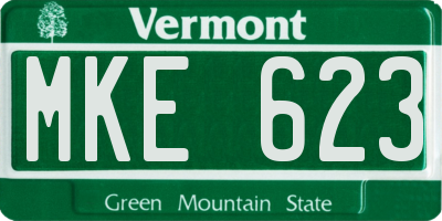 VT license plate MKE623