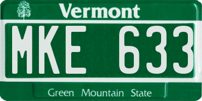 VT license plate MKE633