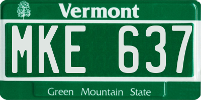 VT license plate MKE637