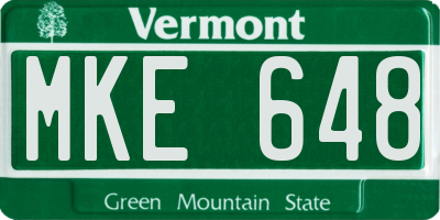 VT license plate MKE648