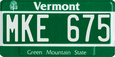 VT license plate MKE675