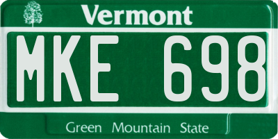 VT license plate MKE698