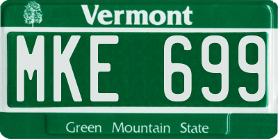 VT license plate MKE699