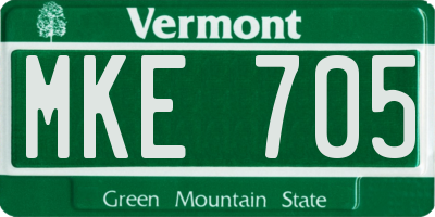 VT license plate MKE705