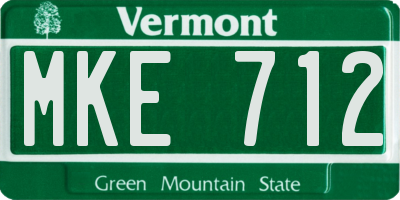 VT license plate MKE712