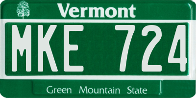 VT license plate MKE724