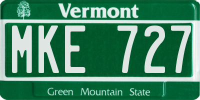 VT license plate MKE727