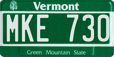 VT license plate MKE730