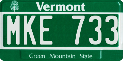 VT license plate MKE733