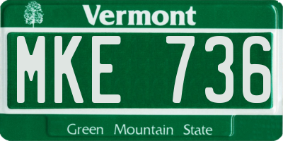 VT license plate MKE736