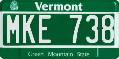 VT license plate MKE738