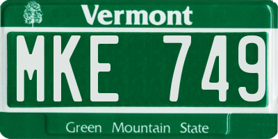 VT license plate MKE749