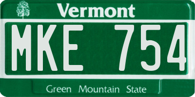 VT license plate MKE754